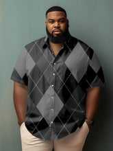 Men's Big and Tall Casual Black Diamond Short Sleeve Shirt